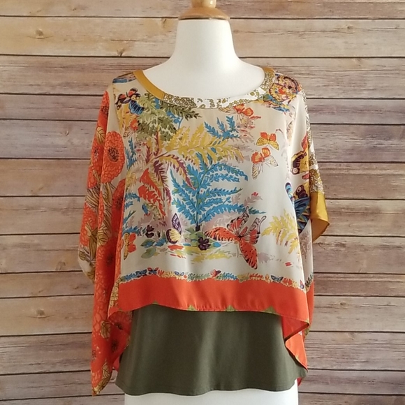 Anthropologie Butterfly Scarf Top - Picture 2 of 8